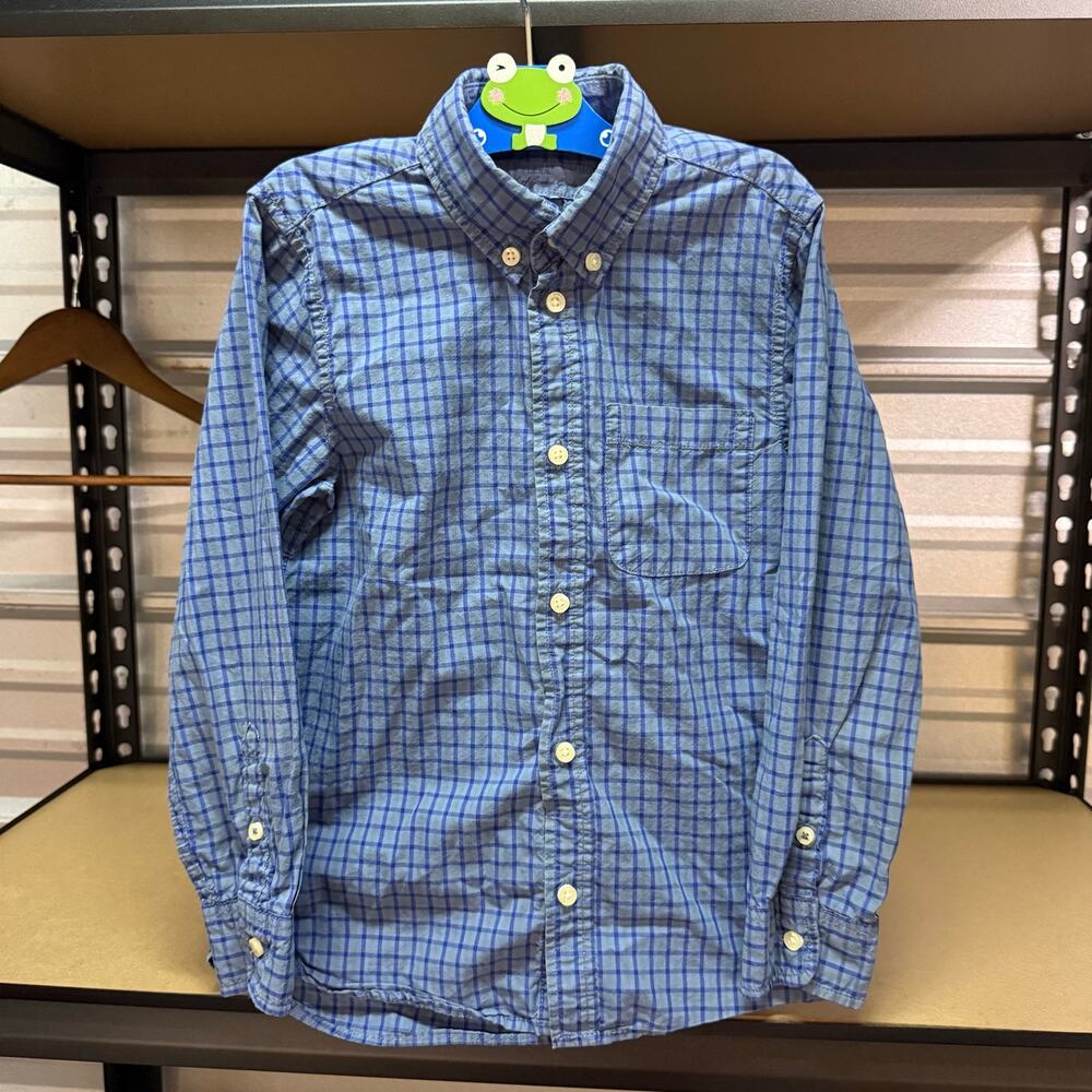 H&M LOGG Blue Check Button Down Shirt Long Sleeve Size 7-8 Years Boys